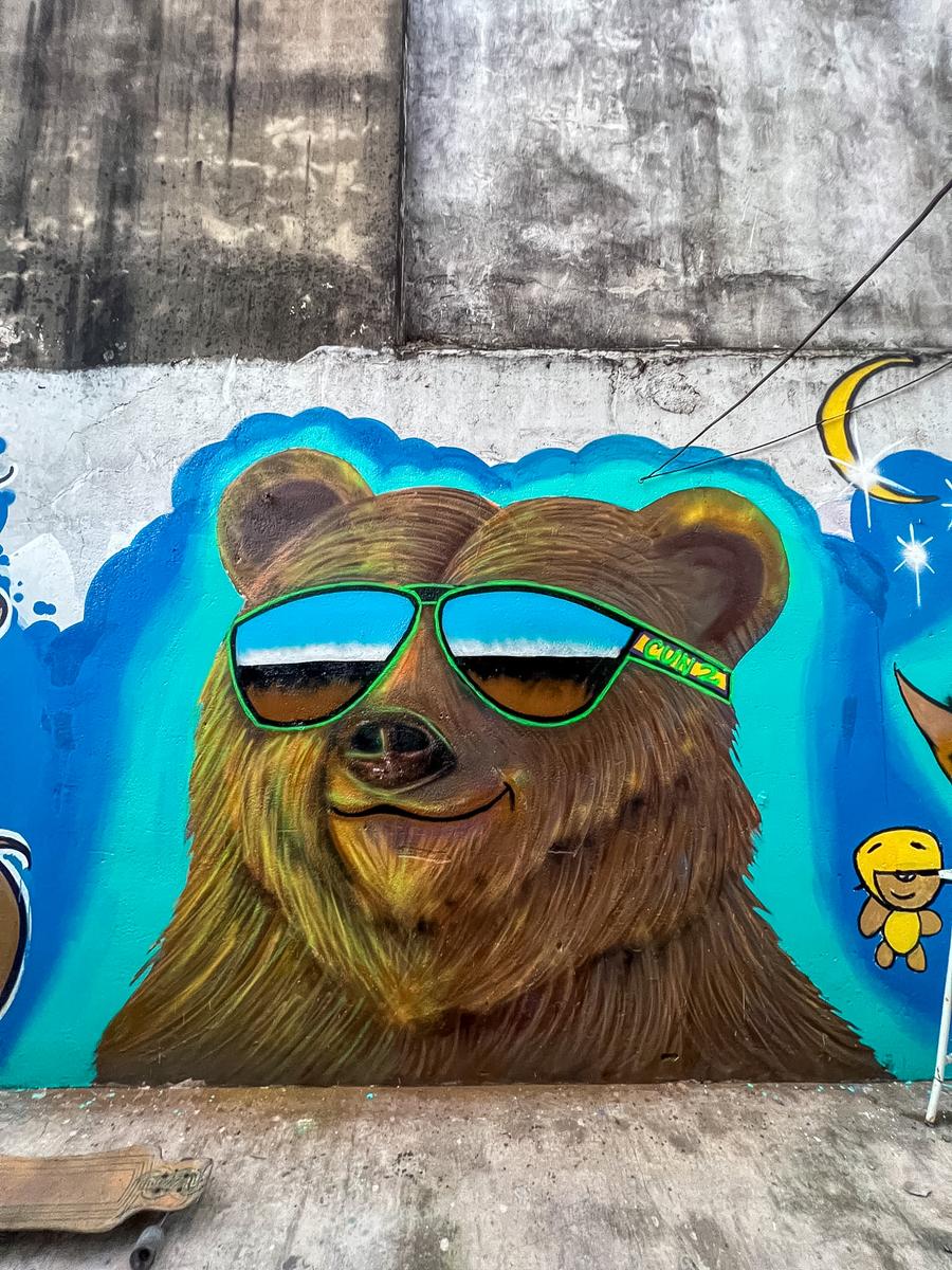 Bear with Shades, mural by Cundo Marchi, Virreyes, Buenos Aires, Argentina, 2025