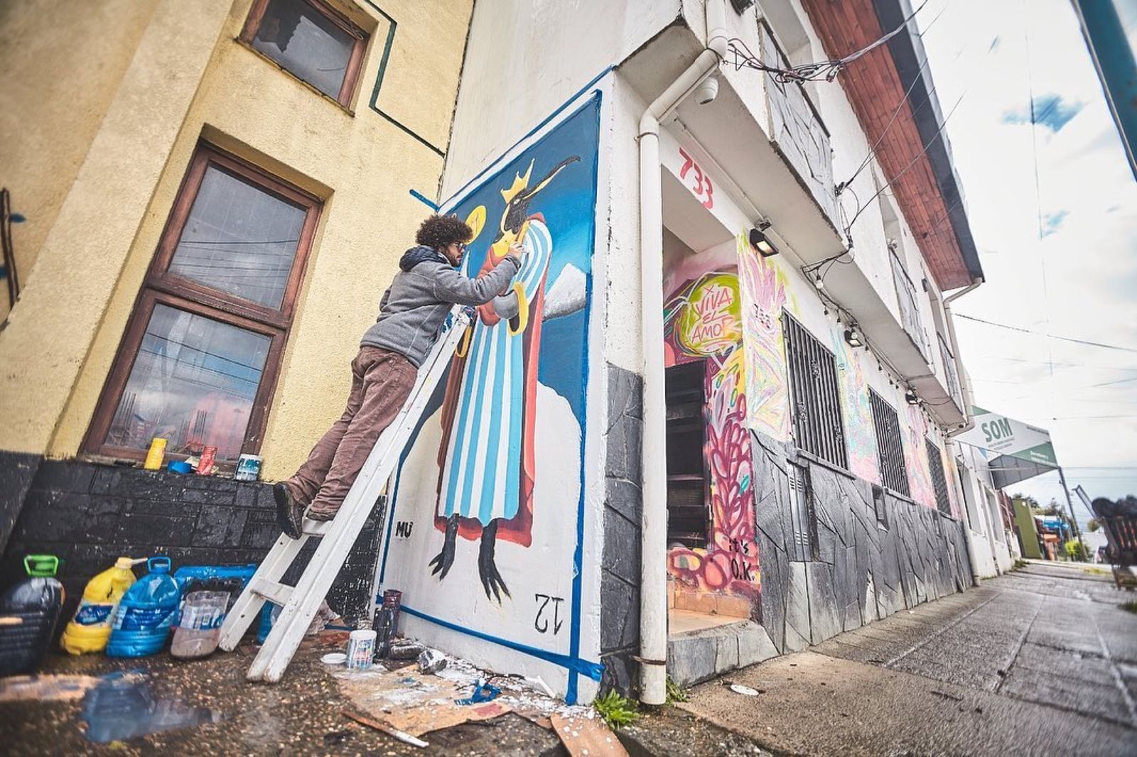 The King of Kings mural by Cundo Marchi in Ushuaia, Tierra del Fuego, Argentina, view 6