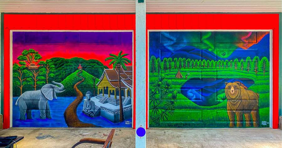 Laos & California, mural by Cundo Marchi, California, USA, 2022