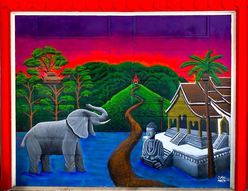 Laos & California mural by Cundo Marchi in California, USA, view 3