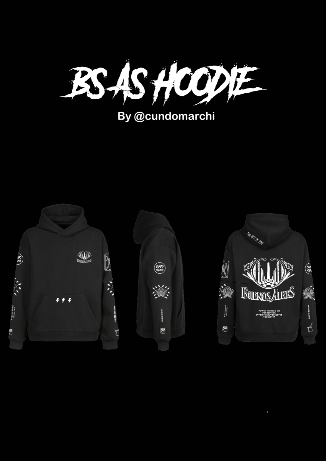 Buenos Aires Hoodie digital mockup by Cundo Marchi