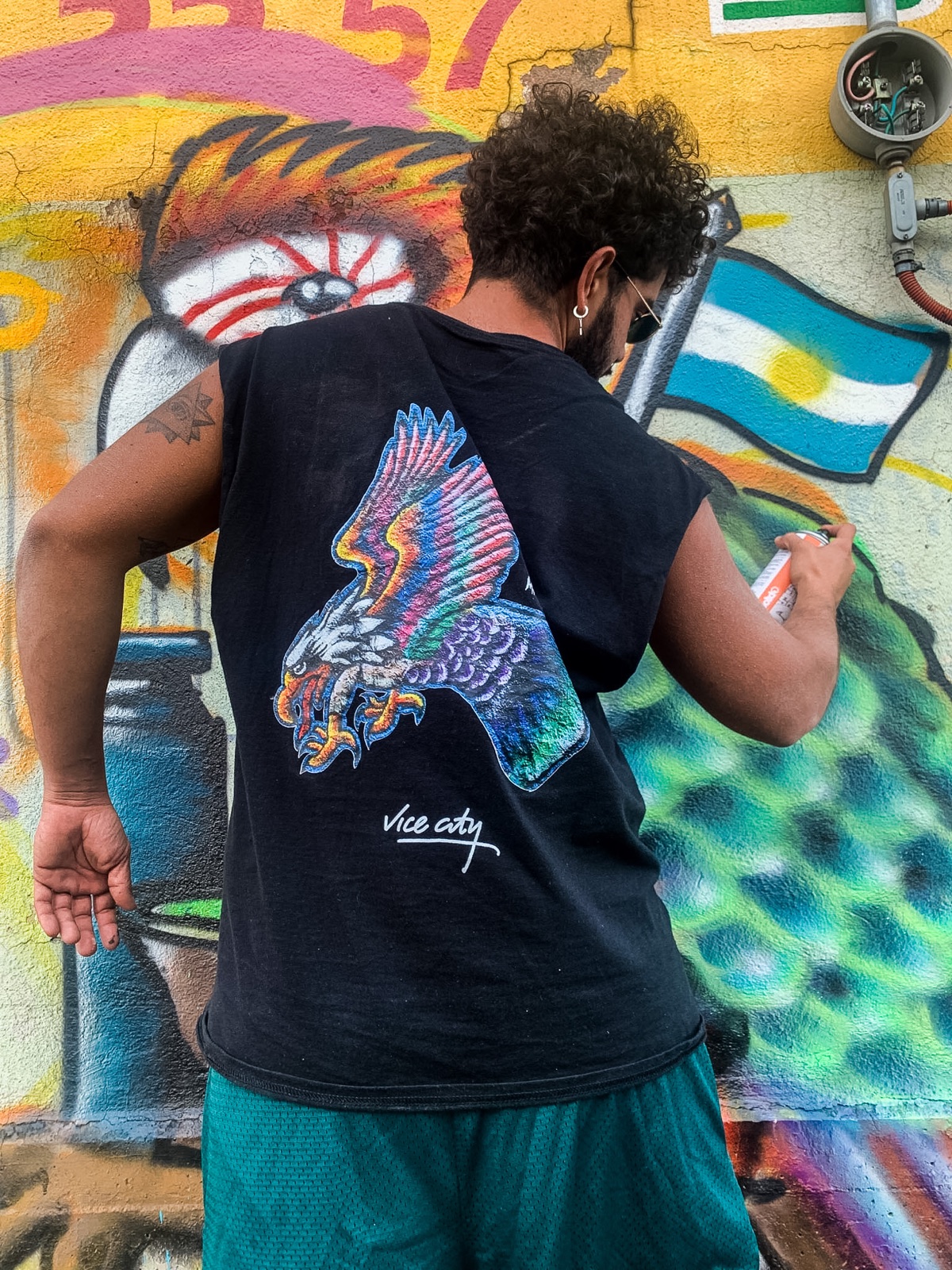 Artist painting the Toluca mural