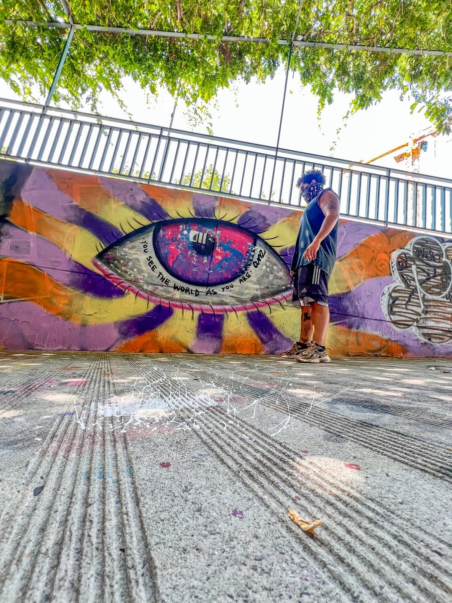 You Are What You See mural by Cundo Marchi in Sierre, Switzerland, view 4