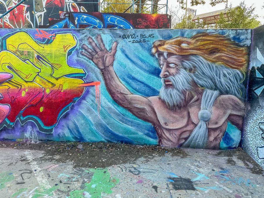 Zeus, mural by Cundo Marchi, Athens, Greece, 2025